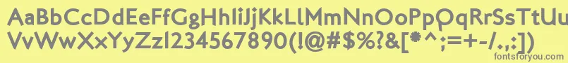 LondonTwo-fontti – harmaat kirjasimet keltaisella taustalla