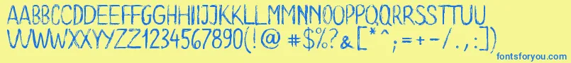 Long Clam Demo Version Font – Blue Fonts on Yellow Background