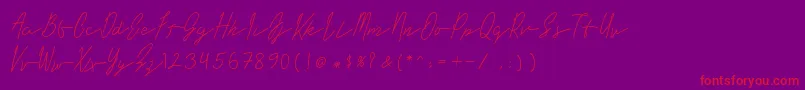 Long Liner-Schriftart – Rote Schriften auf violettem Hintergrund