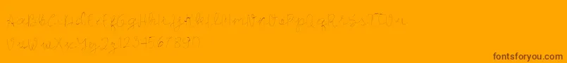 Longhair-Schriftart – Braune Schriften auf orangefarbenem Hintergrund