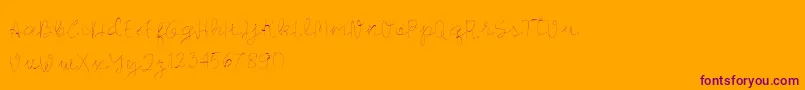 Longhair-Schriftart – Violette Schriften auf orangefarbenem Hintergrund