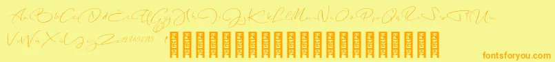 LongNightDemo Regular-Schriftart – Orangefarbene Schriften auf gelbem Hintergrund