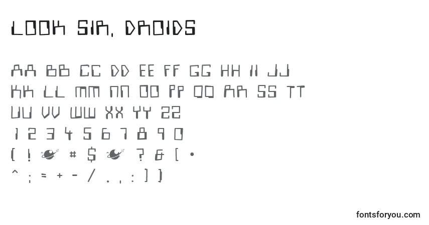 Schriftart Look sir, droids (132868) – Alphabet, Zahlen, spezielle Symbole