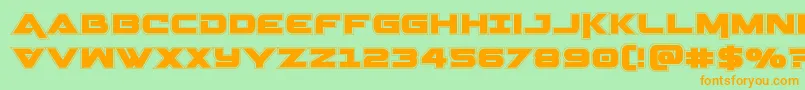 フォントGeminaacad – オレンジの文字が緑の背景にあります。