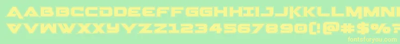 フォントGeminaacad – 黄色の文字が緑の背景にあります