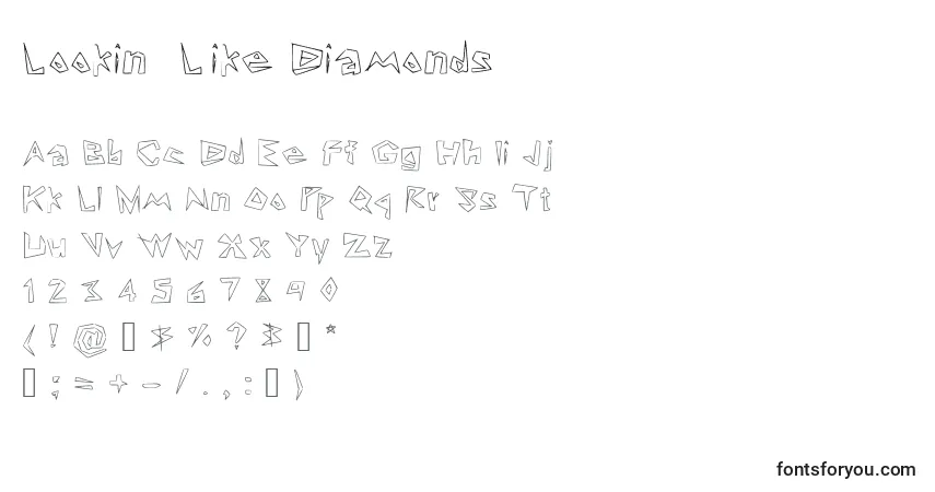 Czcionka Lookin  Like Diamonds – alfabet, cyfry, specjalne znaki