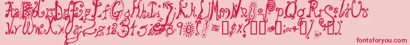 Fonte loony – fontes vermelhas em um fundo rosa