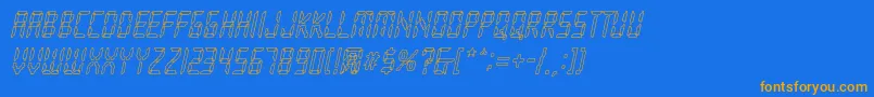 Fonte Loopy Italic – fontes laranjas em um fundo azul