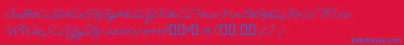 Loosiescript Font – Blue Fonts on Red Background