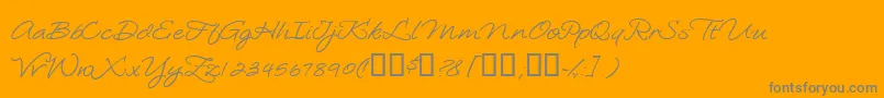 Loosiescript-Schriftart – Graue Schriften auf orangefarbenem Hintergrund