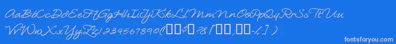 Loosiescript-Schriftart – Rosa Schriften auf blauem Hintergrund