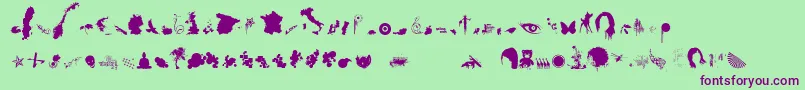 Шрифт loosydings expert – фиолетовые шрифты на зелёном фоне