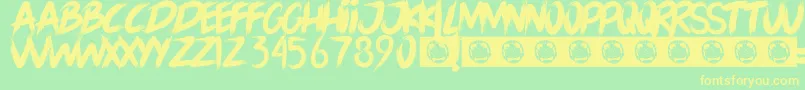 フォントLORD OF THE RING – 黄色の文字が緑の背景にあります