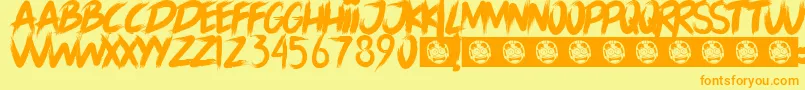 フォントLORD OF THE RING – オレンジの文字が黄色の背景にあります。