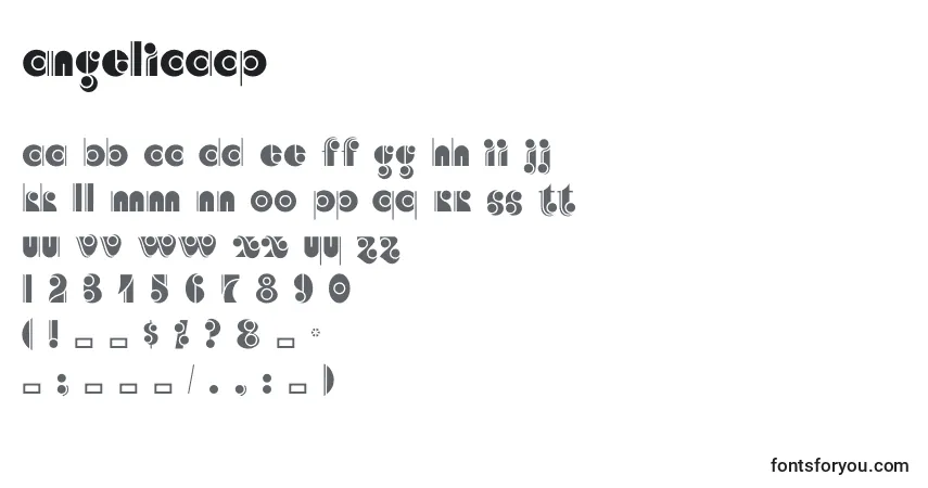 Schriftart Angelicacp – Alphabet, Zahlen, spezielle Symbole