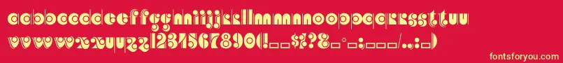 フォントAngelicacp – 黄色の文字、赤い背景