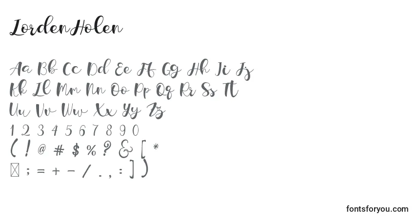Fuente LordenHolen - alfabeto, números, caracteres especiales
