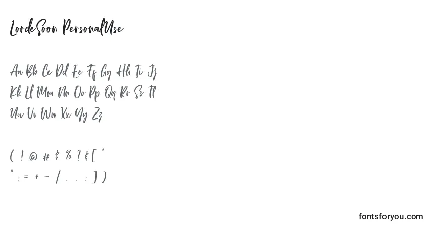 Schriftart LordeSoon PersonalUse – Alphabet, Zahlen, spezielle Symbole