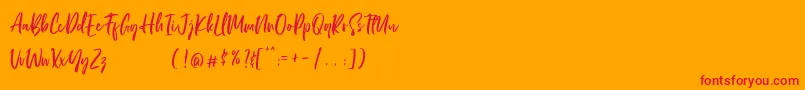 LordeSoon PersonalUse-Schriftart – Rote Schriften auf orangefarbenem Hintergrund