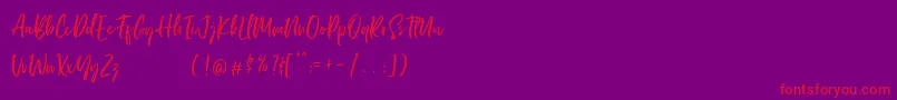 LordeSoon PersonalUse-Schriftart – Rote Schriften auf violettem Hintergrund