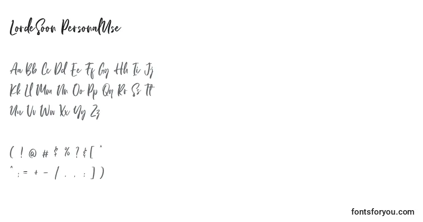 Schriftart LordeSoon PersonalUse (132882) – Alphabet, Zahlen, spezielle Symbole