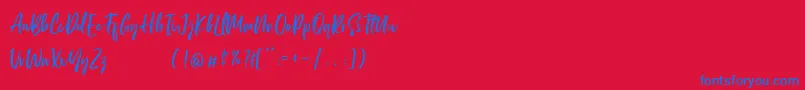 LordeSoon PersonalUse-Schriftart – Blaue Schriften auf rotem Hintergrund