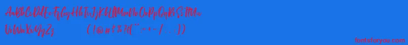 LordeSoon PersonalUse-Schriftart – Rote Schriften auf blauem Hintergrund