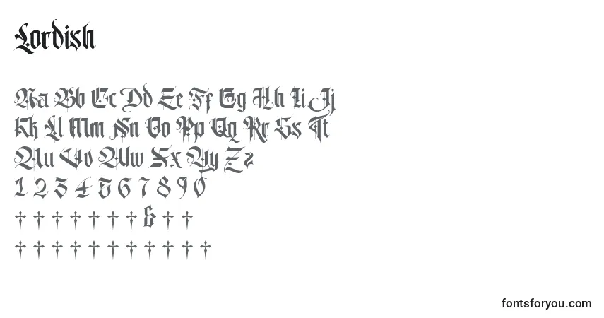 Czcionka Lordish – alfabet, cyfry, specjalne znaki