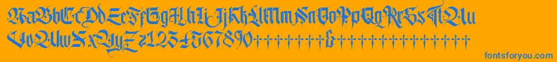 Lordish-Schriftart – Blaue Schriften auf orangefarbenem Hintergrund
