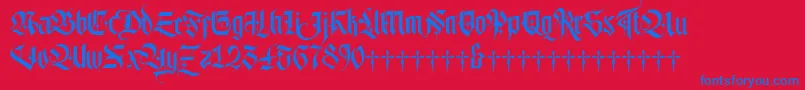 Lordish-Schriftart – Blaue Schriften auf rotem Hintergrund