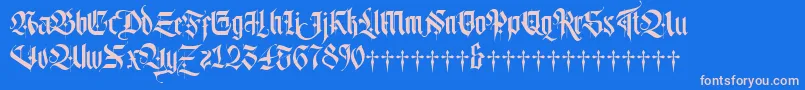 フォントLordish – ピンクの文字、青い背景