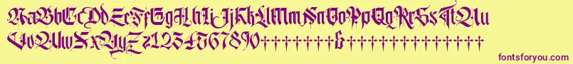 Lordish-fontti – violetit fontit keltaisella taustalla