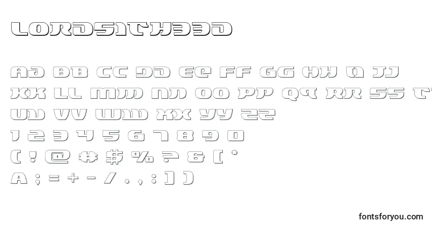 Шрифт Lordsith33d (132887) – алфавит, цифры, специальные символы