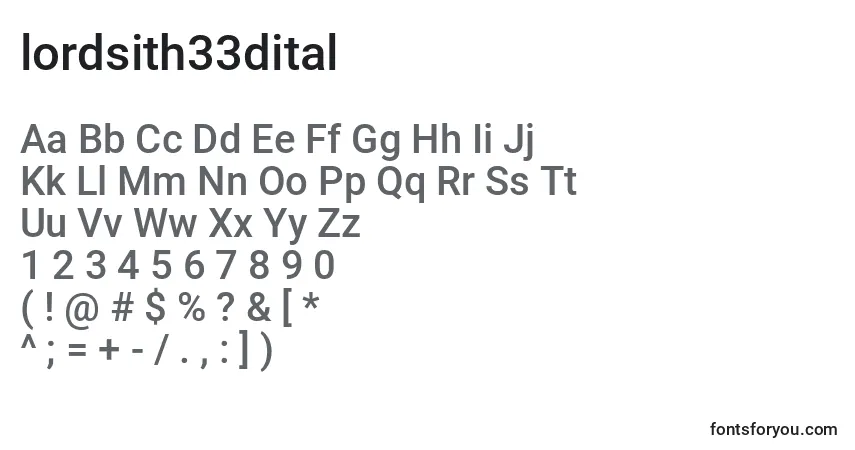 Schriftart Lordsith33dital (132889) – Alphabet, Zahlen, spezielle Symbole