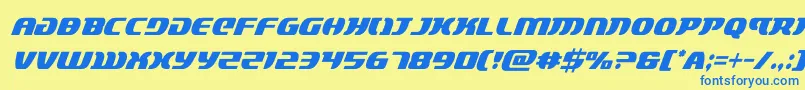 フォントlordsith3condital – 青い文字が黄色の背景にあります。