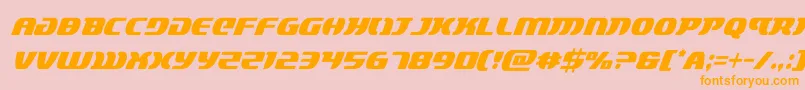 フォントlordsith3condital – オレンジの文字がピンクの背景にあります。