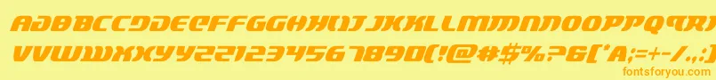 フォントlordsith3condital – オレンジの文字が黄色の背景にあります。