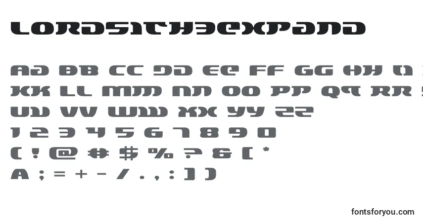 Schriftart Lordsith3expand (132894) – Alphabet, Zahlen, spezielle Symbole
