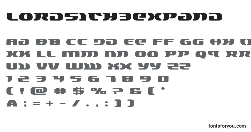 Schriftart Lordsith3expand (132895) – Alphabet, Zahlen, spezielle Symbole