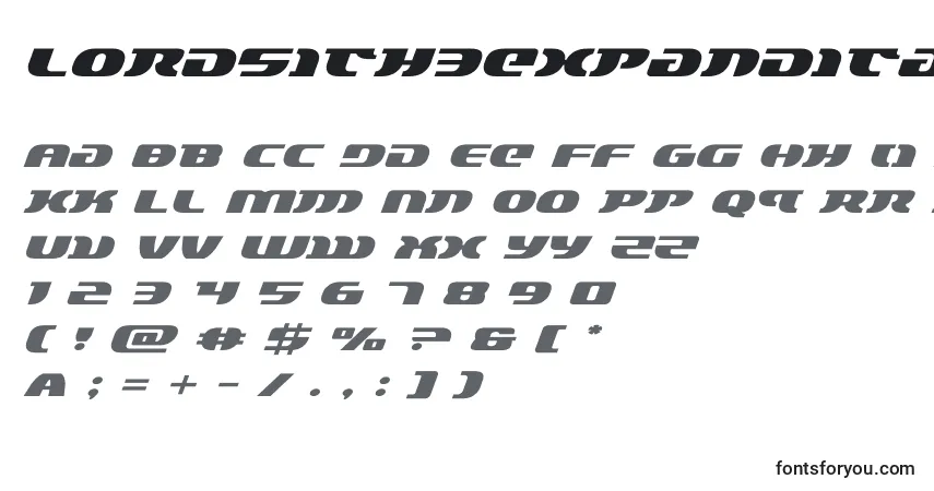 Шрифт Lordsith3expandital (132896) – алфавит, цифры, специальные символы