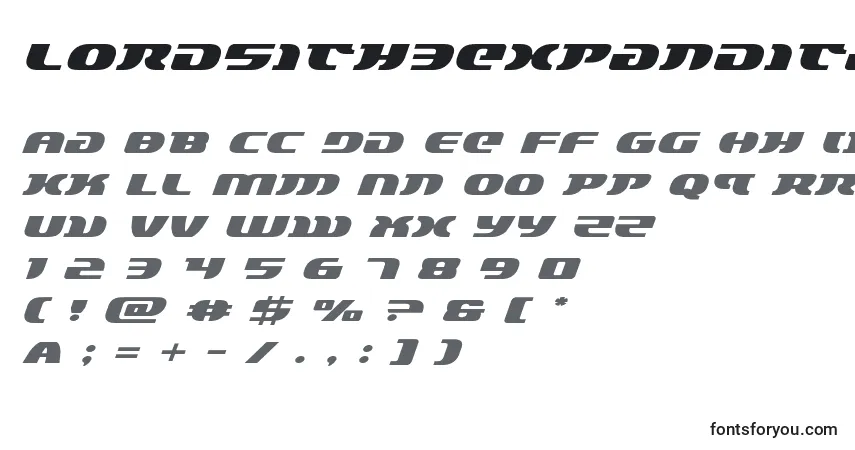 A fonte Lordsith3expandital (132897) – alfabeto, números, caracteres especiais