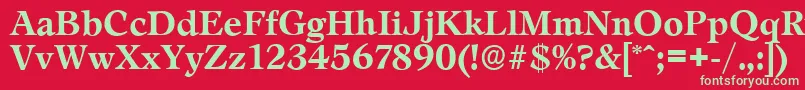 フォントLeamingtonserialBold – 赤い背景に緑の文字