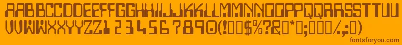 Fonte Technodisplaycapsssk – fontes marrons em um fundo laranja