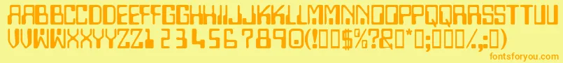Technodisplaycapsssk Font – Orange Fonts on Yellow Background