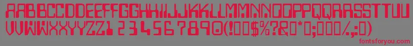 Technodisplaycapsssk-Schriftart – Rote Schriften auf grauem Hintergrund