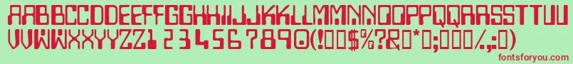 Technodisplaycapsssk Font – Red Fonts on Green Background