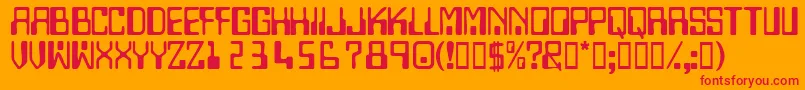 Technodisplaycapsssk Font – Red Fonts on Orange Background