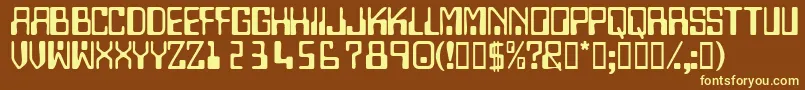 Technodisplaycapsssk Font – Yellow Fonts on Brown Background