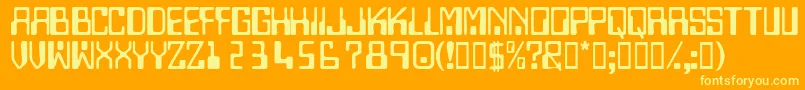 Technodisplaycapsssk Font – Yellow Fonts on Orange Background
