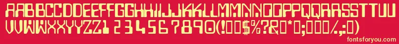 フォントTechnodisplaycapsssk – 黄色の文字、赤い背景